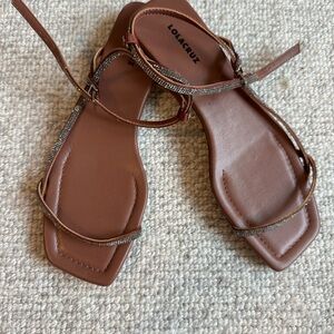 Lolacruz Brown Strappy Sandals with Rhinestones